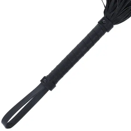 Darkness Leather Bondage Whip 42cm Black - Reinforced Handle