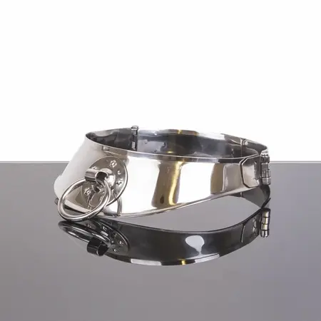 METAL HARD Ograničavajuća Ogrlica od Nerđajućeg Čelika sa Prstenom, 12.5cm, Hromirani Završni Sloj