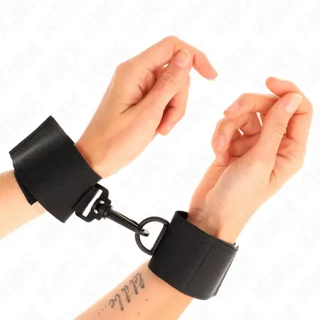 KINK Nylon Wrist Restraints Black - Adjustable Secure Bondage Cuffs