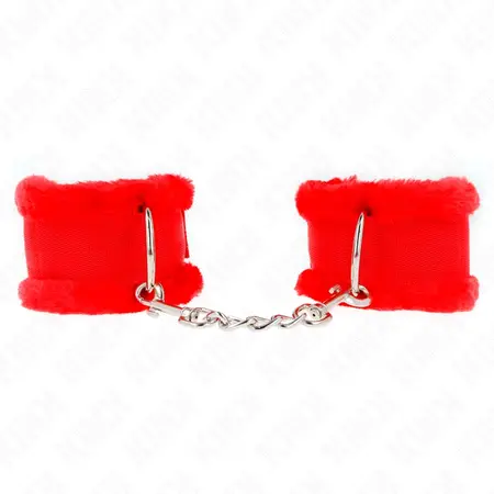 KINK Podesive Krznené Lisice za Ručne Zglobove Crvene 17-31 cm x 7 cm