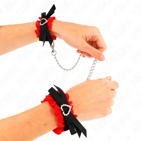 KINK Čipkane podesive trake za ruke sa crvenim srcima, 22-35 cm