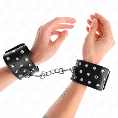 KINK Punk podesive lisice za ruke, 19-24 cm, crna veganska koža