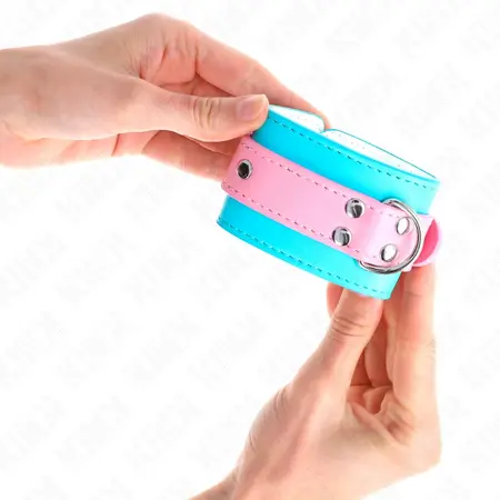 KINK Cute podesive lisice za ruke, plavo-roze, 16-28 cm x 5 cm