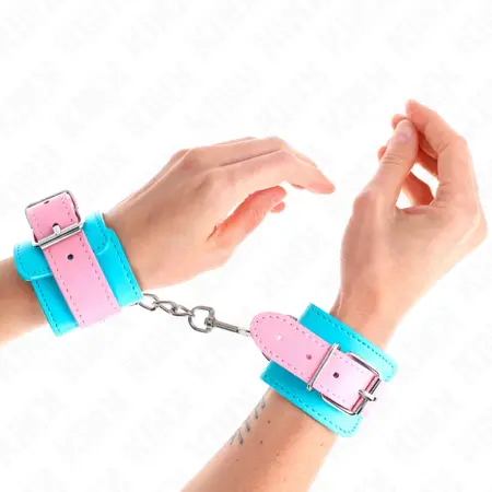KINK Cute podesive lisice za ruke, plavo-roze, 16-28 cm x 5 cm