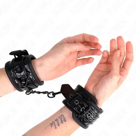 KINK Dijamant uzorak podesive lisice za ruke, crne, 17-26 cm