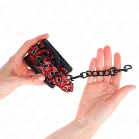 KINK Dijamant uzorak podesive lisice za ruke, tamno crvene, 17-26 cm x 5.5 cm