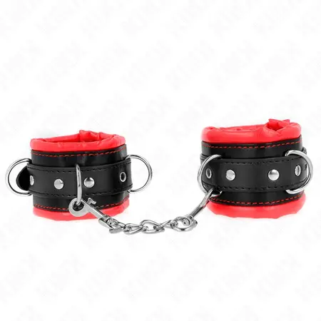 KINK Teške lisice za ruke sa crvenom krznom postavom, podesive, 20-30 cm x 6 cm