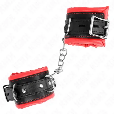 KINK Teške lisice za ruke sa crvenom krznom postavom, podesive, 20-30 cm x 6 cm