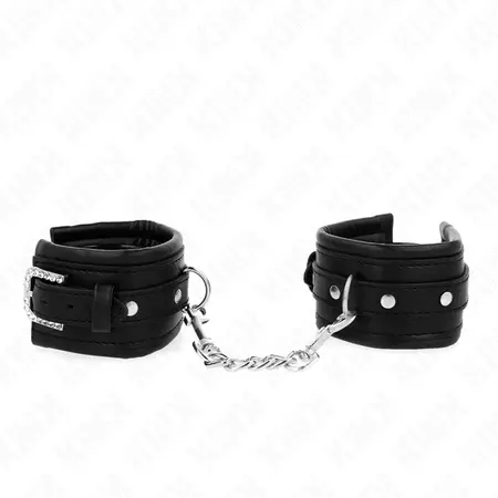 KINK Podesive lisice za ruke sa rhinestone kopčom, crne, 25-32 cm x 5.5 cm