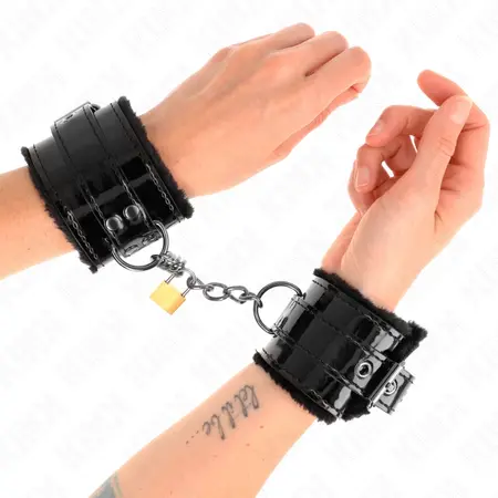 KINK Podesive lisice za ruke sa bakarnom bravom, 17-29 cm, crne/zlatne