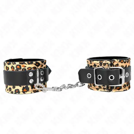 KINK Leopard prava koža, podesive lisice za ruke, 18-29 cm x 5.5 cm