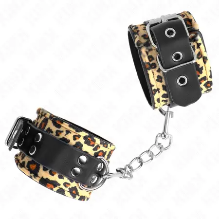 KINK Leopard prava koža, podesive lisice za ruke, 18-29 cm x 5.5 cm