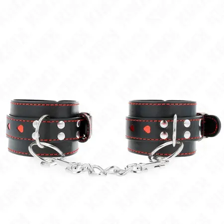 KINK Podesive crne trake za ruke sa crvenim srcem, 21-28 cm x 5.5 cm