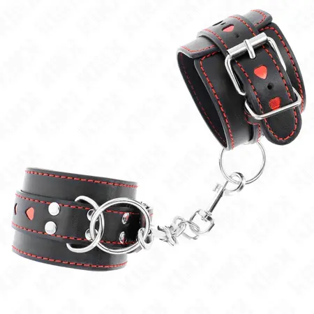 KINK Podesive crne trake za ruke sa crvenim srcem, 21-28 cm x 5.5 cm