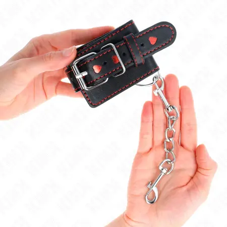 KINK Podesive crne trake za ruke sa crvenim srcem, 21-28 cm x 5.5 cm