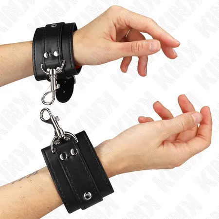 KINK Podesive lisice za ruke sa bravom, crne, 21-28 cm x 5.5 cm, sigurno prijanjanje