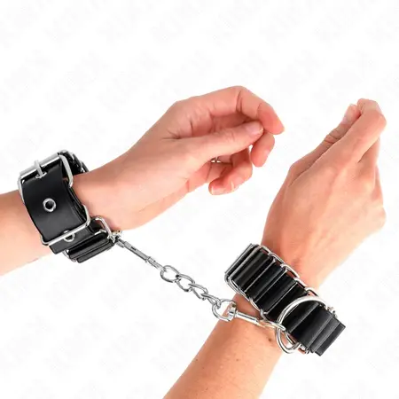 KINK Podesive crne lisice za ruke sa šarkama, 16-22 cm x 3.5 cm