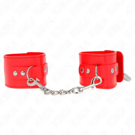 KINK Podesive crvene lisice za ruke sa katancem, 16-23 cm x 5.5 cm