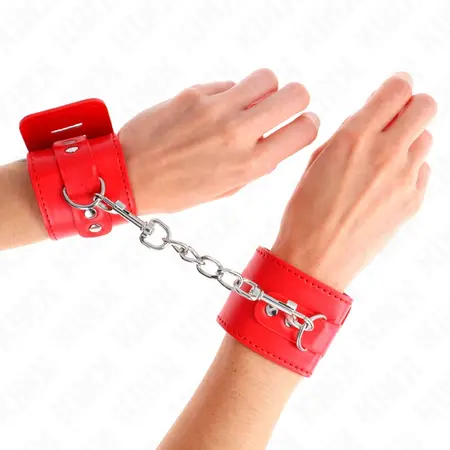 KINK Podesive crvene lisice za ruke sa katancem, 16-23 cm x 5.5 cm