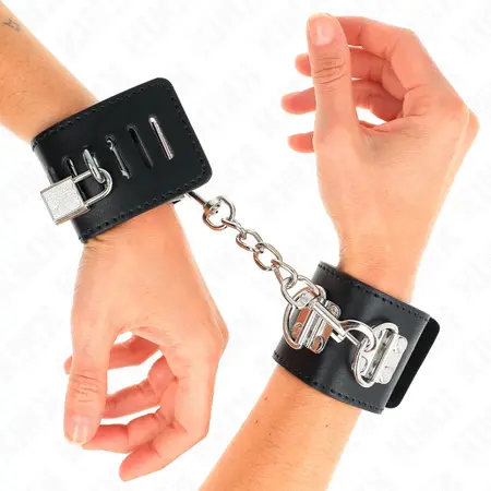KINK Podesive lisice za ruke sa sistemom katanca, crne, 16-23 cm