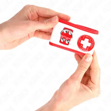 KINK Mini Nurse podesive lisice za ruke, 18-23 cm x 5 cm - crna veganska koža
