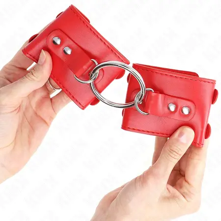 KINK Fiksne podesive crvene lisice za ruke sa zakovicama, 17-22 cm x 6.5 cm