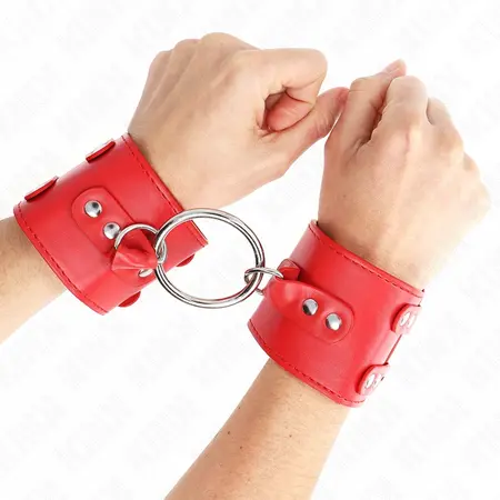 KINK Fiksne podesive crvene lisice za ruke sa zakovicama, 17-22 cm x 6.5 cm