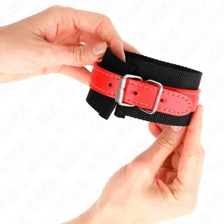 KINK Najlonske lisice za ruke, crno-crvene, podesive, 19-24 cm x 5.5 cm