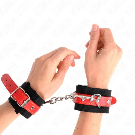 KINK Najlonske lisice za ruke, crno-crvene, podesive, 19-24 cm x 5.5 cm