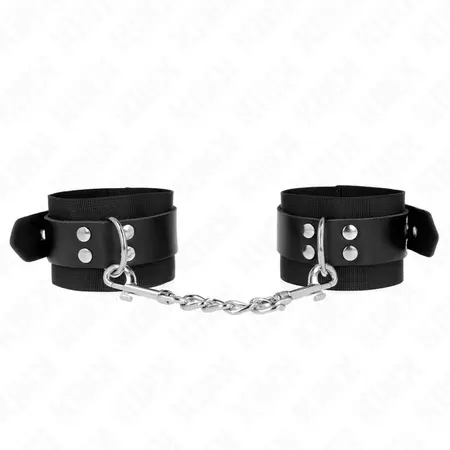 KINK Najlonske lisice za ruke, crne, podesive sa kožnim kaišem, 19-29 cm