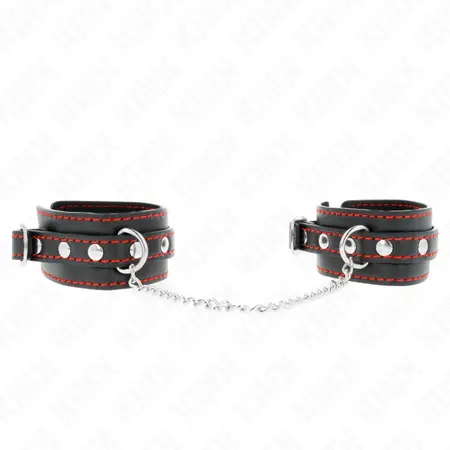 KINK Podesive lisice za ruke, crne sa crvenom postavom, 14-24 cm x 3.5 cm