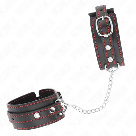 KINK Podesive lisice za ruke, crne sa crvenom postavom, 14-24 cm x 3.5 cm