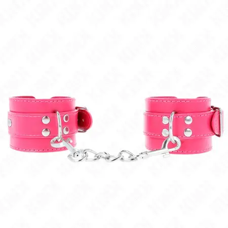 KINK Wrist Restraints Raspberry Rose - Adjustable Vegan Leather 20-28 cm