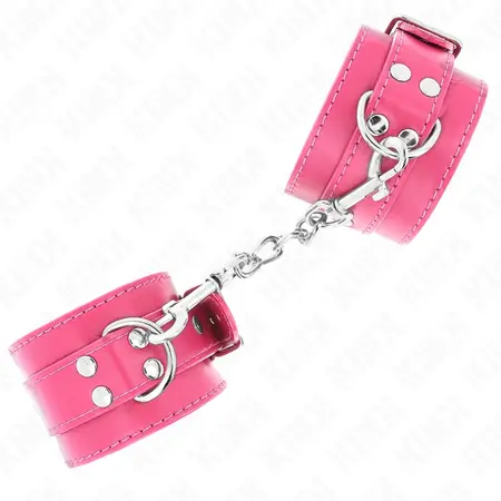 KINK Wrist Restraints Raspberry Rose - Adjustable Vegan Leather 20-28 cm
