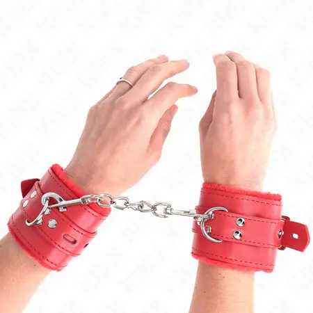 KINK Podesive lisice za ruke sa krznom Crvene 17-29 cm Sigurna udobnost
