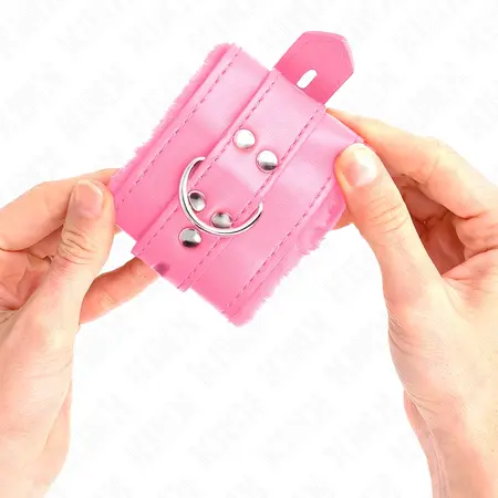 KINK Podesive lisice za ruke sa krznom Roze 17-29cm x 6cm Udoban kroj