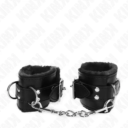 KINK Fur-Lined Adjustable Wrist Restraints Black 17-29cm x 6cm