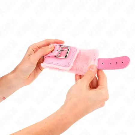 KINK Podesive lisice za ruke sa krznom Roze 17-29cm Premium udobnost
