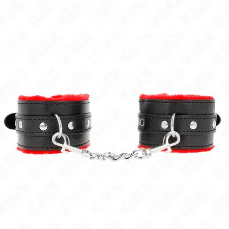 KINK Premium podesive lisice za ruke sa krznom Crveno-crne 17-29cm