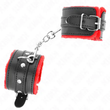 KINK Premium podesive lisice za ruke sa krznom Crveno-crne 17-29cm
