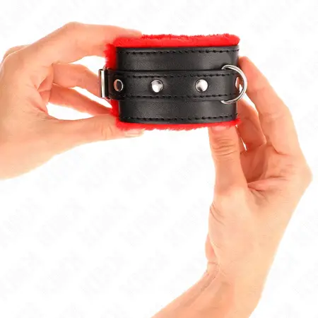 KINK Premium podesive lisice za ruke sa krznom Crveno-crne 17-29cm