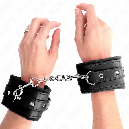 Kink Premium Fur-Lined Adjustable Wrist Restraints Black 17-29 cm