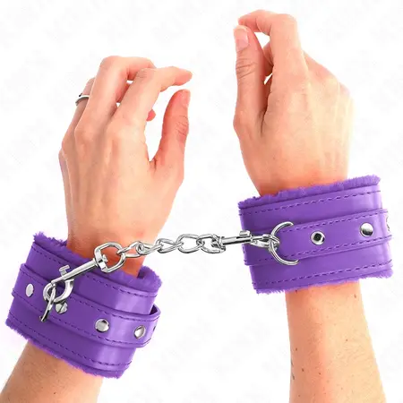 KINK Premium podesive lisice za ruke sa krznom Ljubicaste 17-29 cm