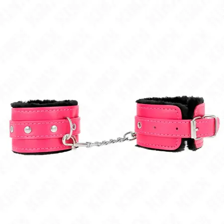 KINK Premium podesive lisice za ruke sa krznom Crne/Maline ruza 17-29cm