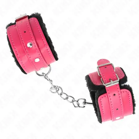 KINK Premium podesive lisice za ruke sa krznom Crne/Maline ruza 17-29cm