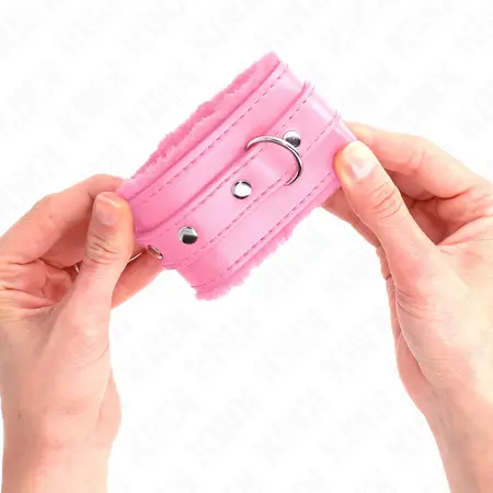 KINK Premium podesive lisice za ruke sa krznom Roze 17-29cm