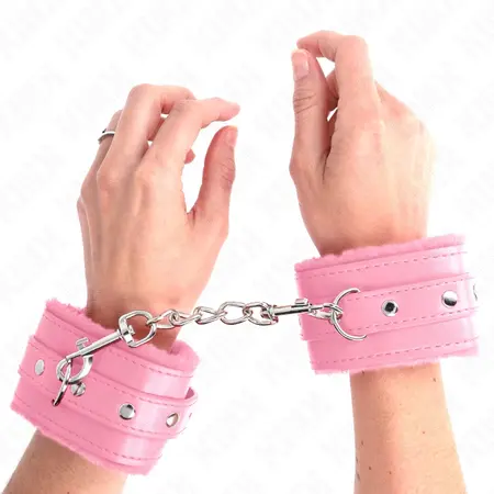 KINK Premium podesive lisice za ruke sa krznom Roze 17-29cm