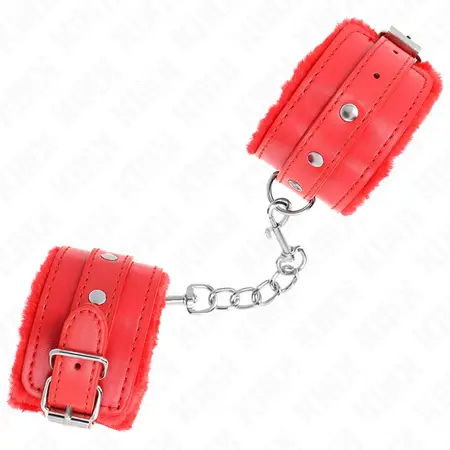 KINK Premium podesive lisice za ruke sa krznom Crvene 17-29cm
