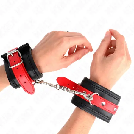 KINK Lisice za ruke Crne i crvene Podesive 17-28 cm Ergonomski dizajn