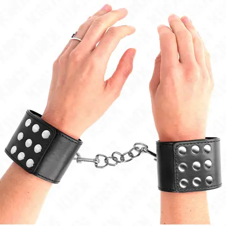 KINK Podesive crne lisice za ruke sa kopcanjem na zakopcavanje 19-24cm x 5.5cm